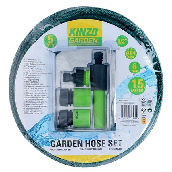 Tuinslang set 15 meter 5 delig Kinzo