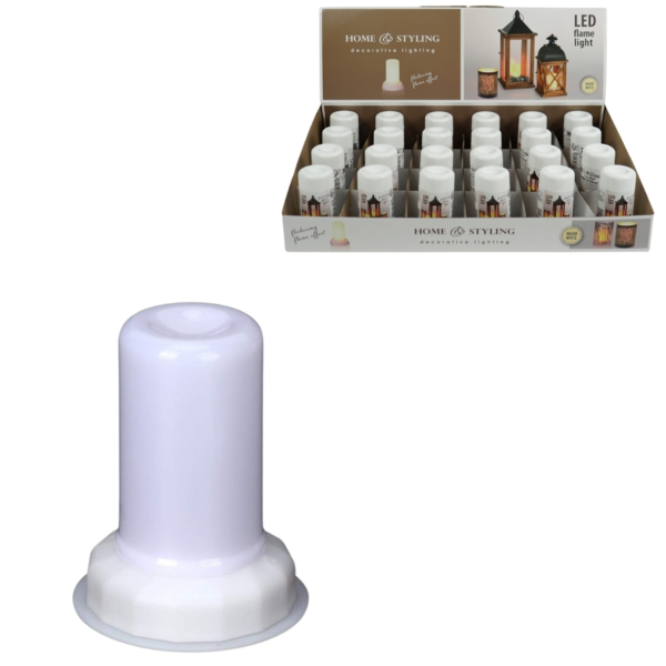 Kaars LED met vlam effect op batterij wit 9,5 cm