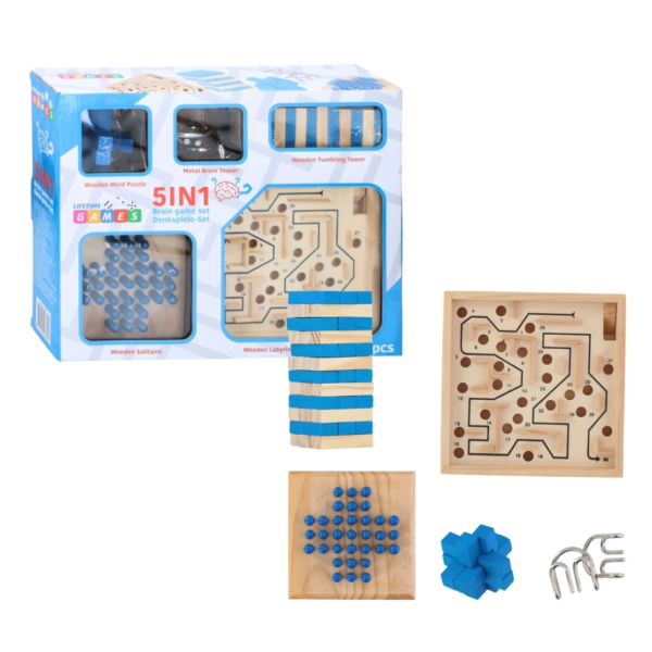 Puzzle-Spiele-Set 5-in-1 Holz 81-teilig