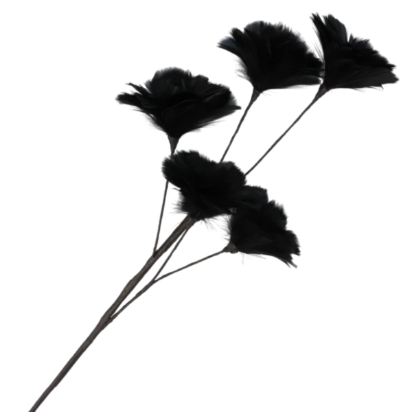 Kunsttak Feather bloemen zwart 85 cm