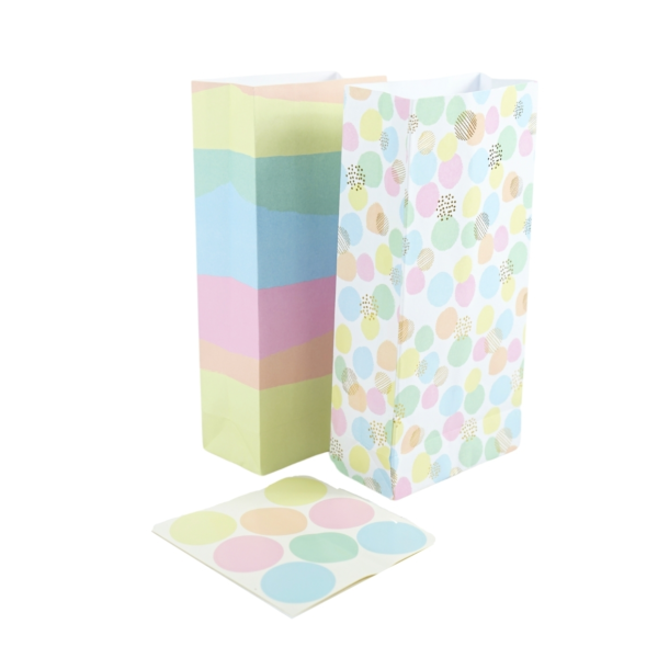 D.P. Factory Geschenktüten 8 Stück pastellfarben 22 cm