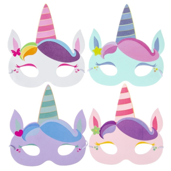 Foammasker eenhoorn 18,5 cm 4 assorti