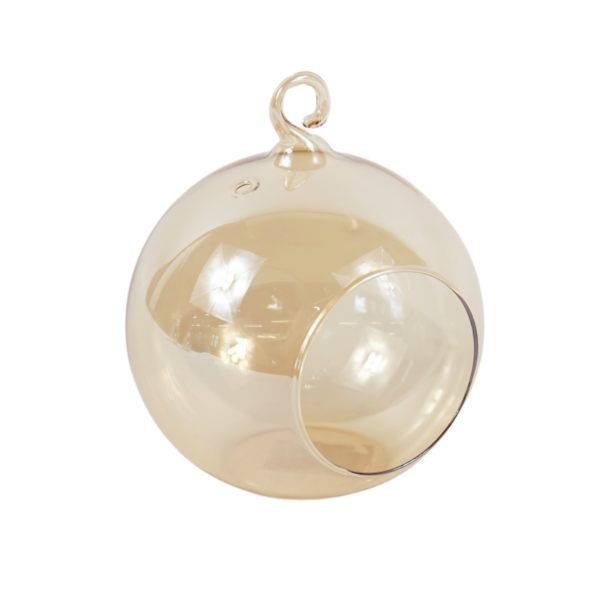 Teelichthalter Glaskugel Bernstein 10 cm