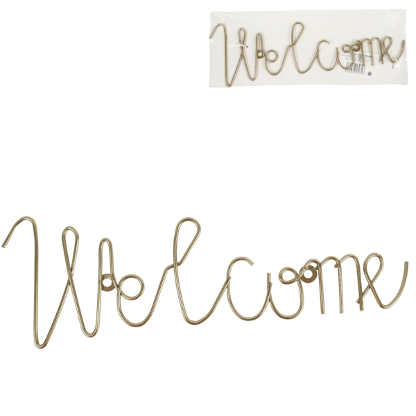 Wanddecoratie letters Welcome metaal  goudkleurig 29,5 cm