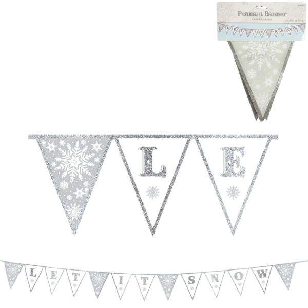 Vlaggenlijn Let it Snow textiel 3 m