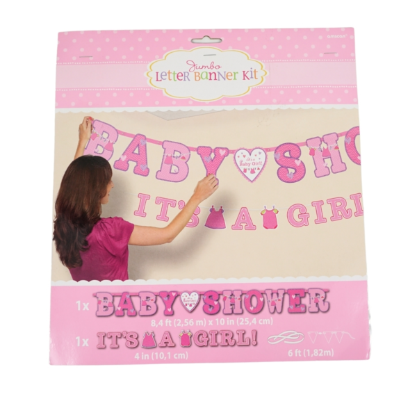 Letterslinger Baby Shower/Its a Girl roze set van 2
