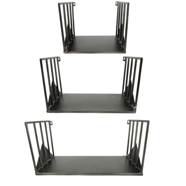 Wandrek metaal zwart 52 cm set van 3