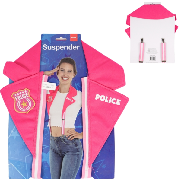 Folat politie bretels roze one size