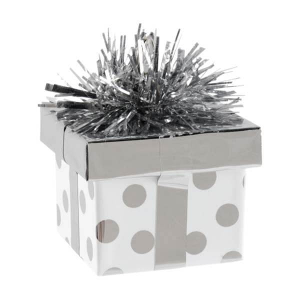 Ballongewicht Cadeau zilverkleurig 8 cm