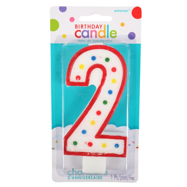 Amscan taartkaars cijfer 2 wit 13 cm