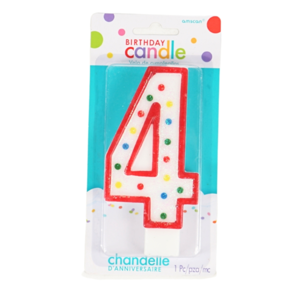 Amscan taartkaars cijfer 4 wit 13 cm