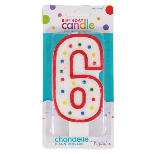 Amscan taartkaars cijfer 6 wit 13 cm