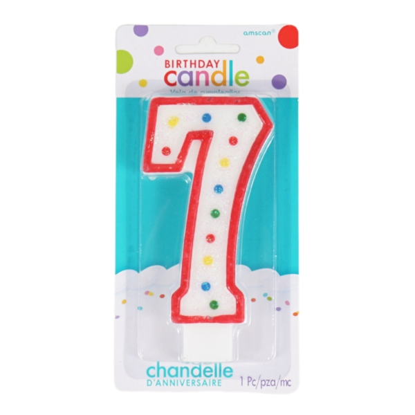Amscan taartkaars cijfer 7 wit 13 cm