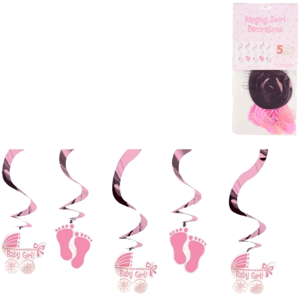 Spiraal hanger Baby Girl folie 61 cm set van 5