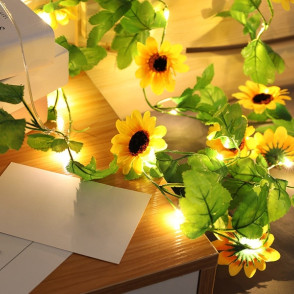 Lichtketting Zonnebloem 10 LED op batterij 1 m