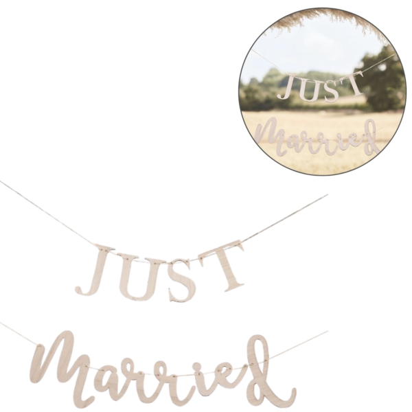 Ginger Ray bruiloft slinger Just Married hout 1,5 m