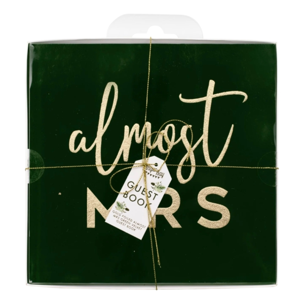 Ginger Ray gastenboek Almost Mrs  velvet groen 21 cm