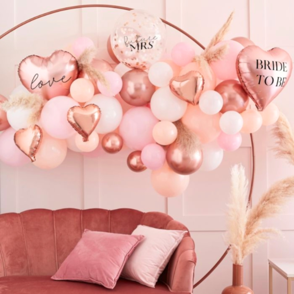 Ginger Ray ballonnen boog kit Bride to Be roze/wit 65 stuks