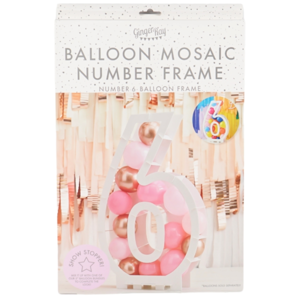 Ginger Ray ballon mozaiek 6 cijfer wit 85 cm