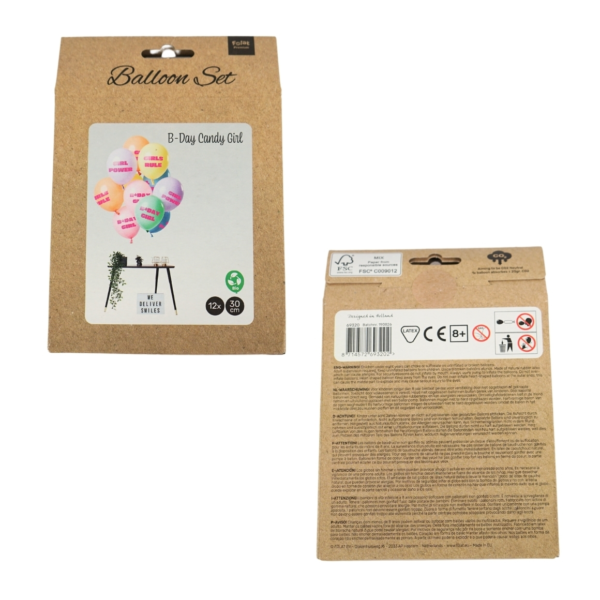 Ballonnen B-day Candy Girl 30 cm set van 12