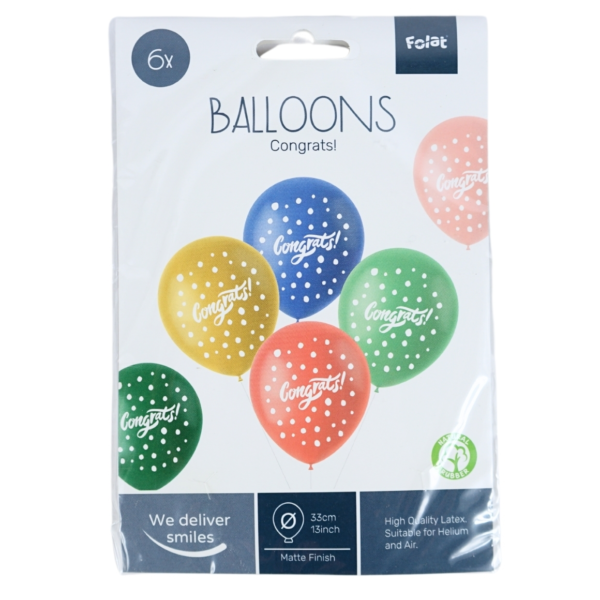 Folat ballonnen Congrats! 33 cm 6 stuks