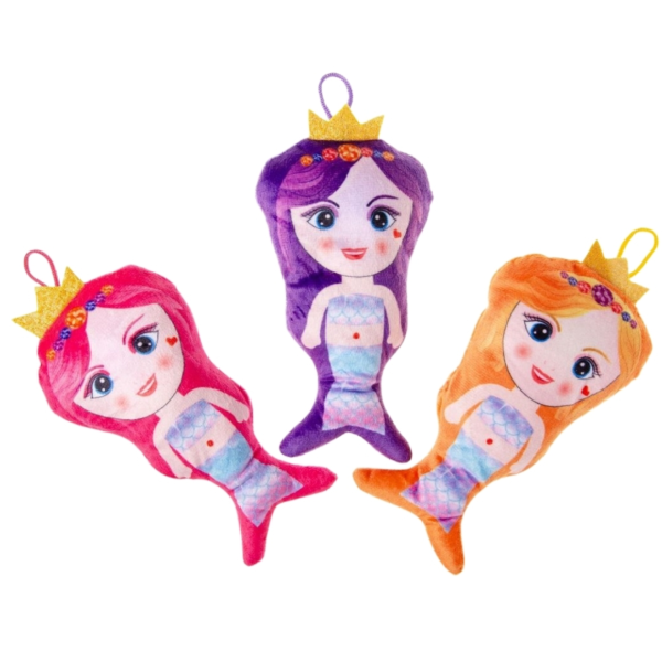 Knuffel zeemeermin met glitter kroon 20 cm 3 assorti