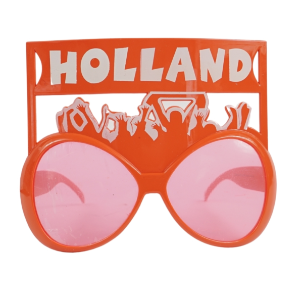 Zonnebril met supporters en banner oranje 18 cm