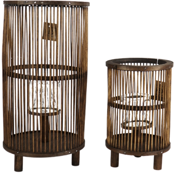 Lantaarn Saigon bruin 40,5 cm set van 2