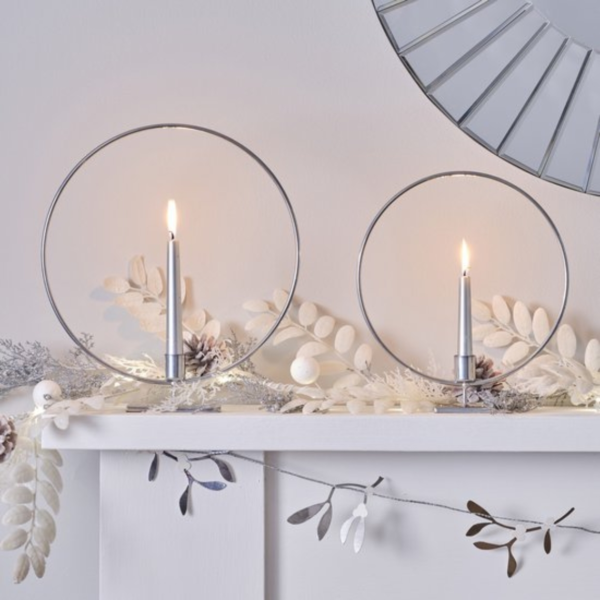 Ginger Ray kerzenhalter silberfarben 27 cm 2er set