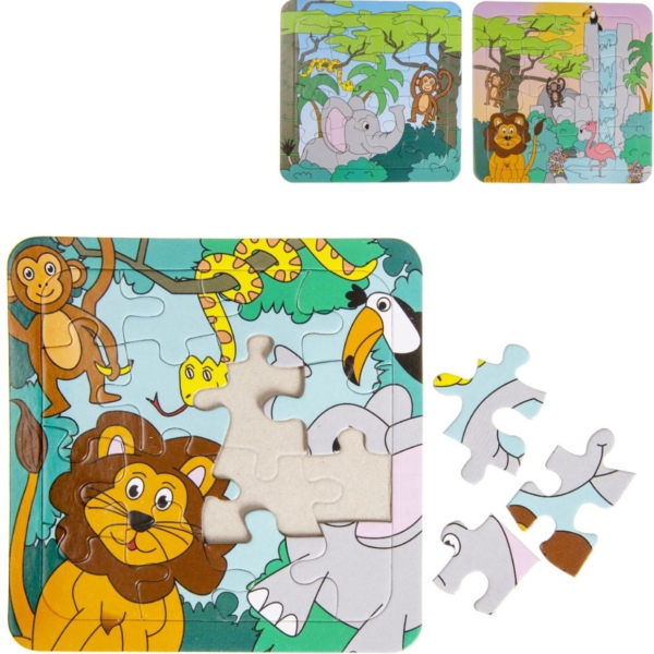 Puzzel kind Jungle 16 stukjes 14 cm 3 assorti