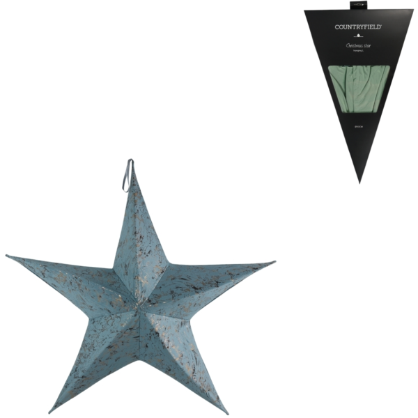 Countryfield Kersthanger ster fluweel Maria XS blauw/zilverkleurig 40 cm