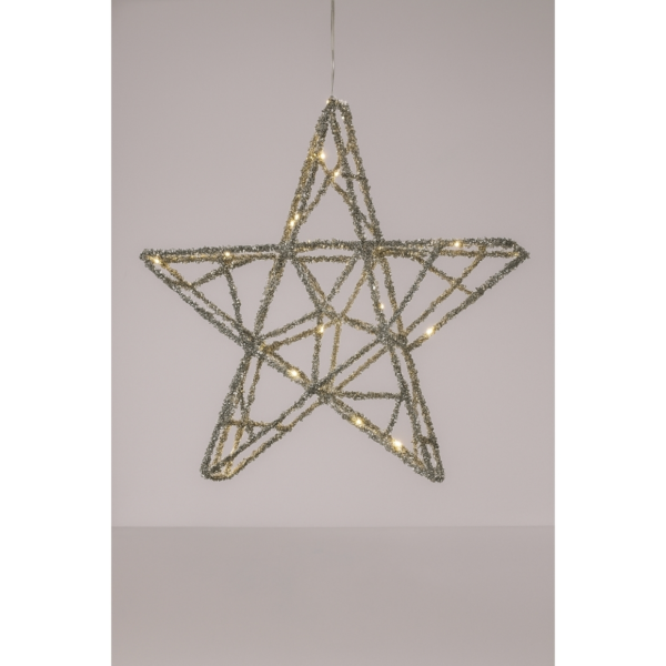 Kerstster LED op batterij zilverkleurig 40 cm