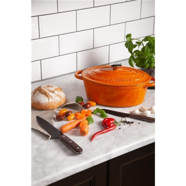 Orrefors Jernverk braadpan gietijzer oranje 3,5 L