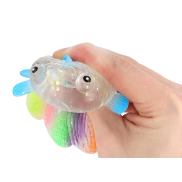 (R) Knijpbal Squeeze Fish regenboog 12 cm 6 assorti