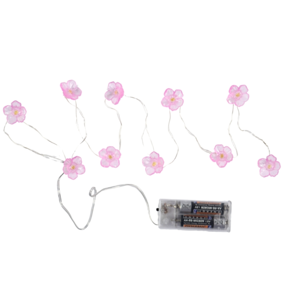 Lichterkette Blumen rosa 10 LED IP20 Batteriebetrieben 120 cm