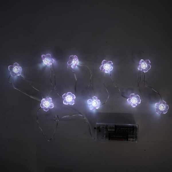 Lichterkette Blumen rosa 10 LED IP20 Batteriebetrieben 120 cm