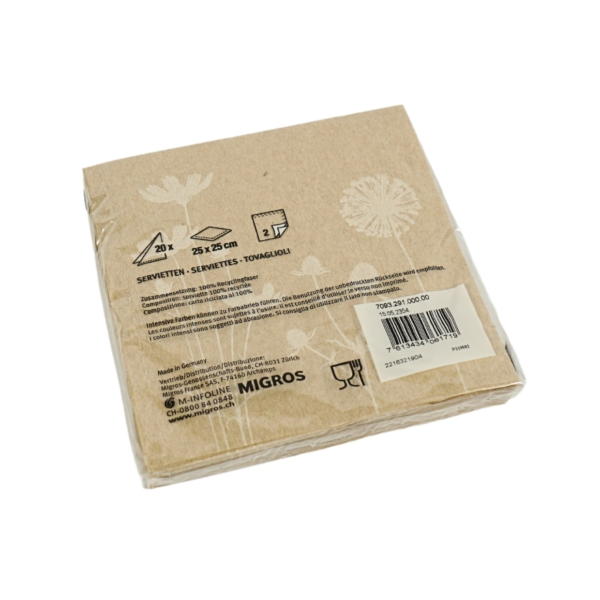(R) Migros servetten 25 x 25 cm bruin bloemen 20 stuks