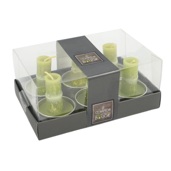 Theelichten bamboe groen 5 cm 6 stuks