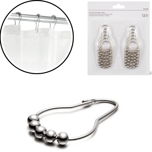 Douchegordijn ringen metaal 7,2 cm 12 stuks