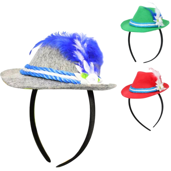 Hoofdband Oktoberfest 18 cm 3 assorti