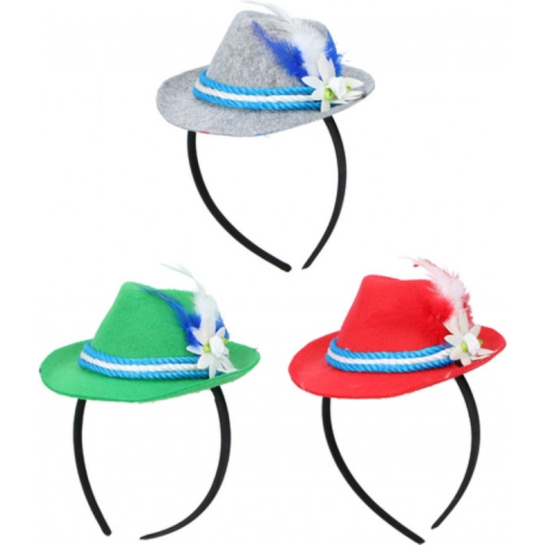 Hoofdband Oktoberfest 18 cm 3 assorti