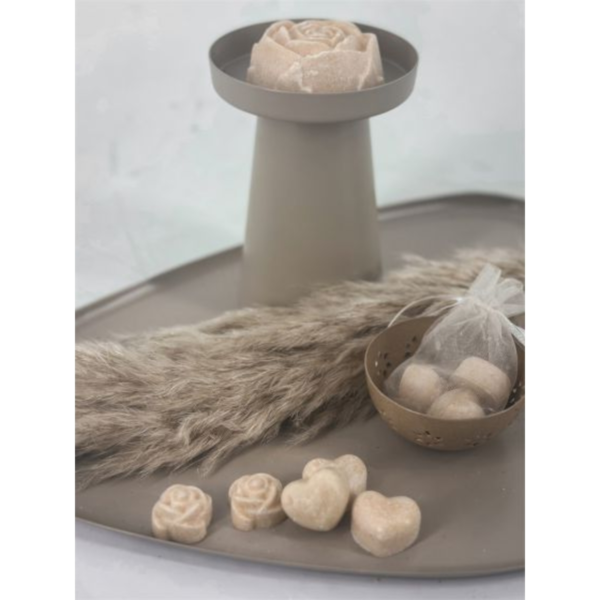 Amberblokje Roos babypoeder 2,5 cm organza zakje met 4 stuks