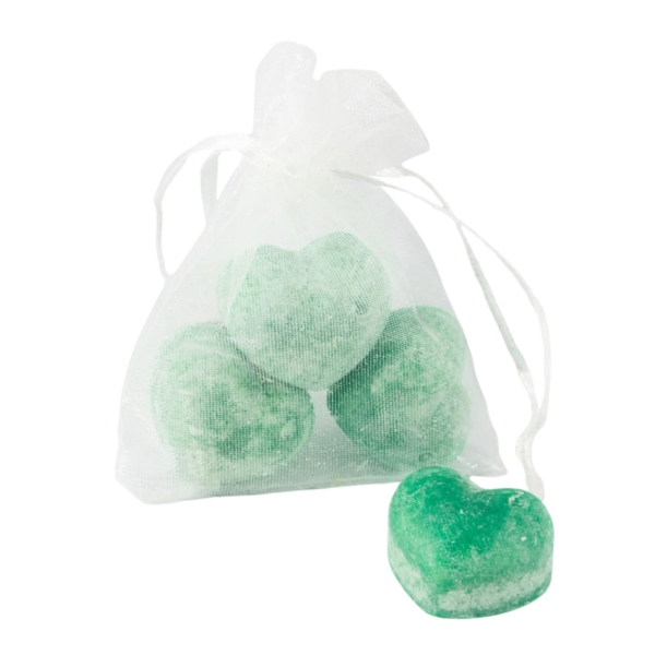 Amberblokje Hart wood 2,5 cm organza zakje met 3 stuks