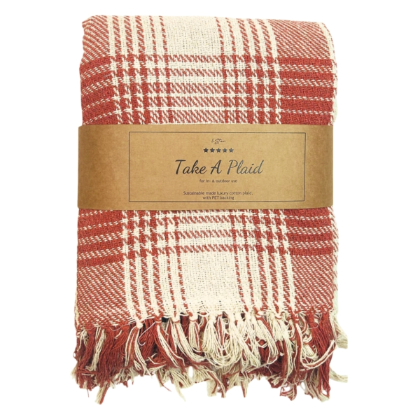 Take a Plaid polyback picknickplaid roest/wit 160 x 160 cm