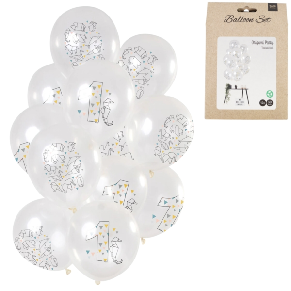 Luftballons Origami Zahl 1 Jahr 30 cm Satz von 12