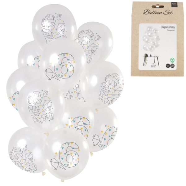 Luftballons Origami Zahl 6 Jahre 30 cm Satz von 12