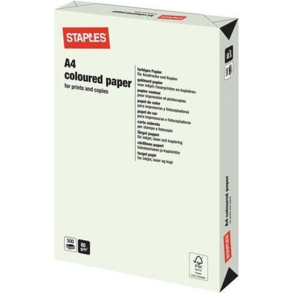 Staples papier A4 gekleurd lichtgroen 500 vel