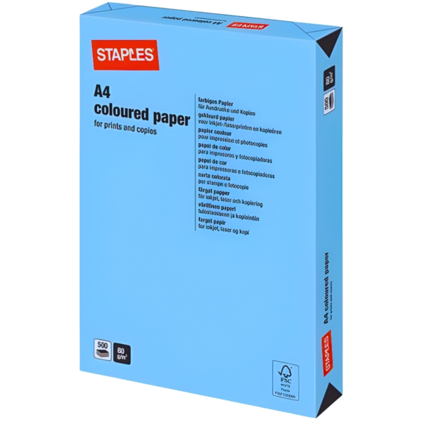 Staples papier A4 gekleurd azuurblauw 500 vel