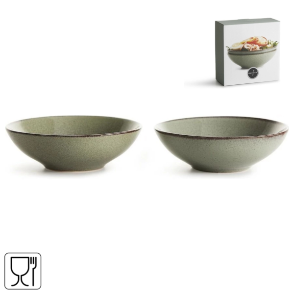Sagaform diepe borden Nature groen 18 cm set van 2