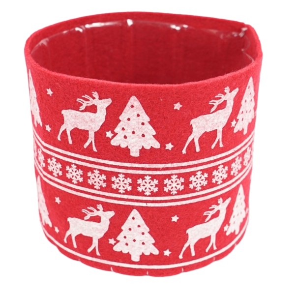 Bloempot kerst vilt rood 14,5 cm